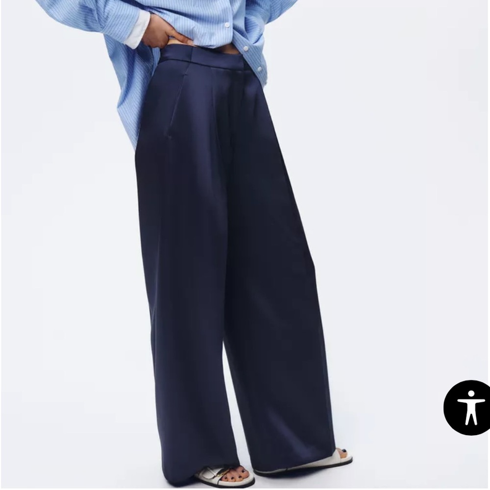 NWT Zara Satin Effect Wide Leg Pants